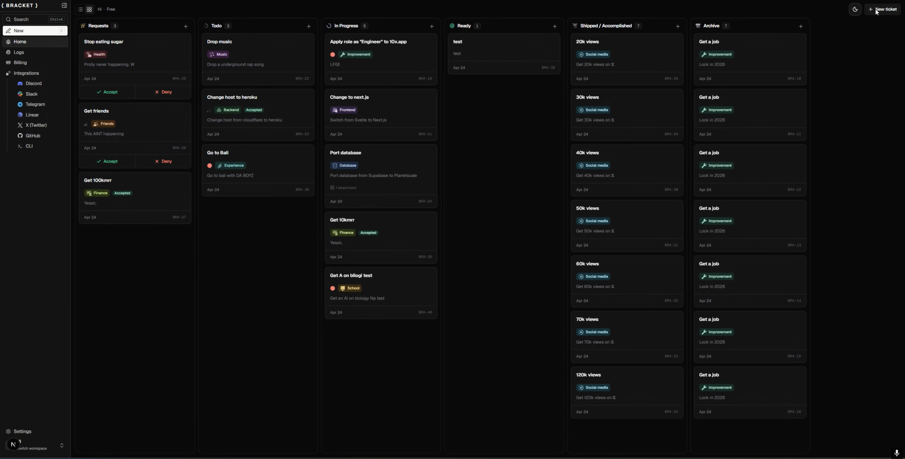 Bracket product screenshot