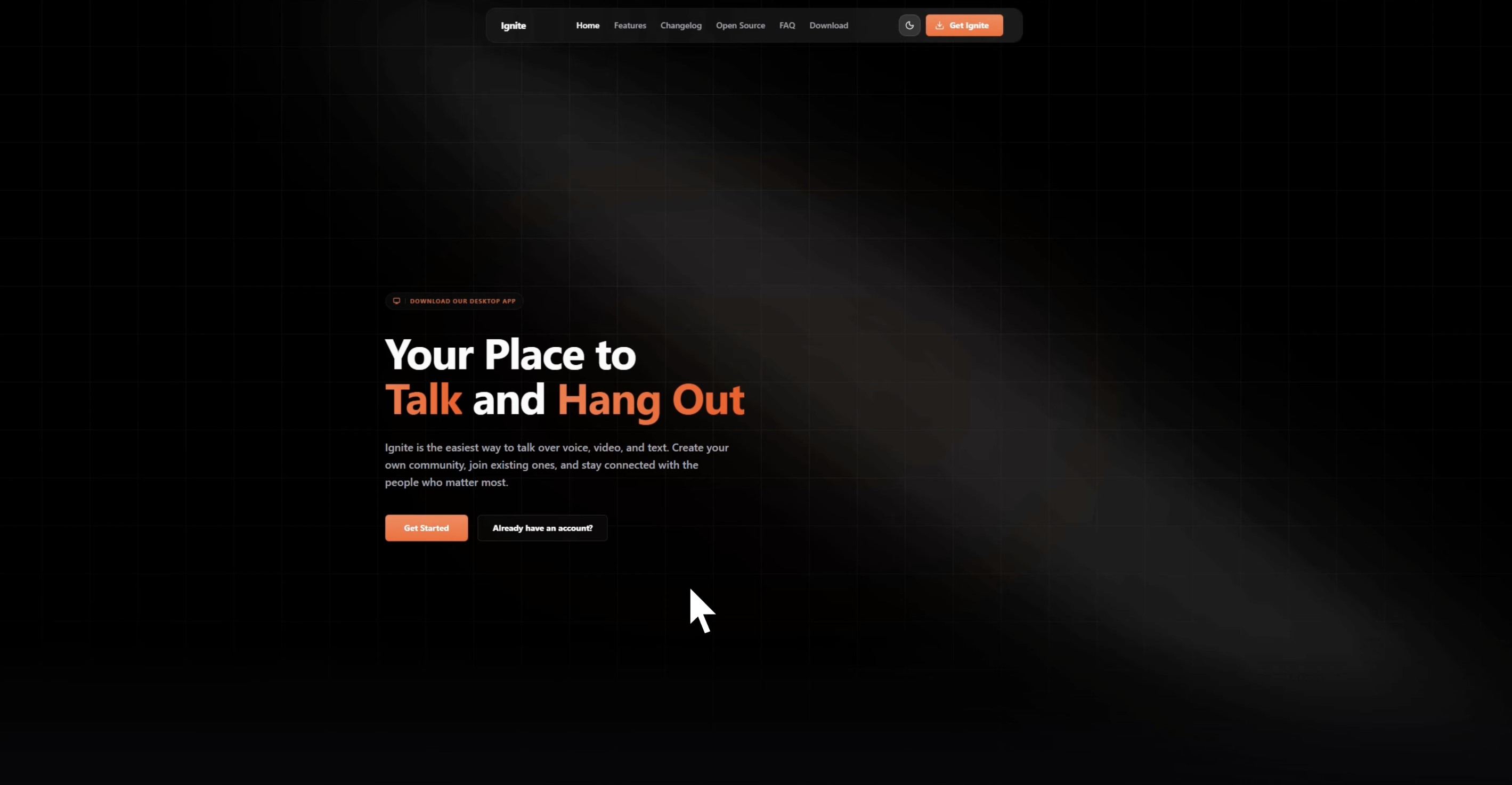 Ignite landing screenshot